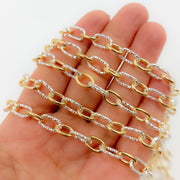 V308TT. Gold Filled and Silver Mixed Link Cable Chain - Smooth & Diamond Cut Links